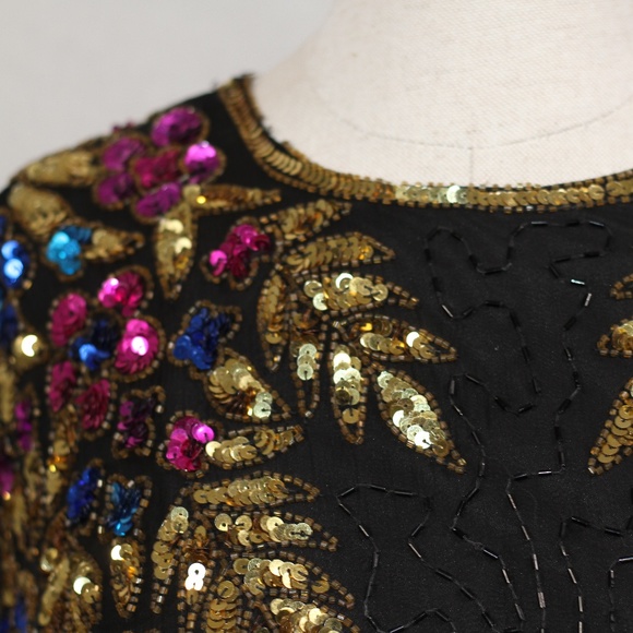 Multi Colored Sequin Beaded Dress - Picture 6 of 15